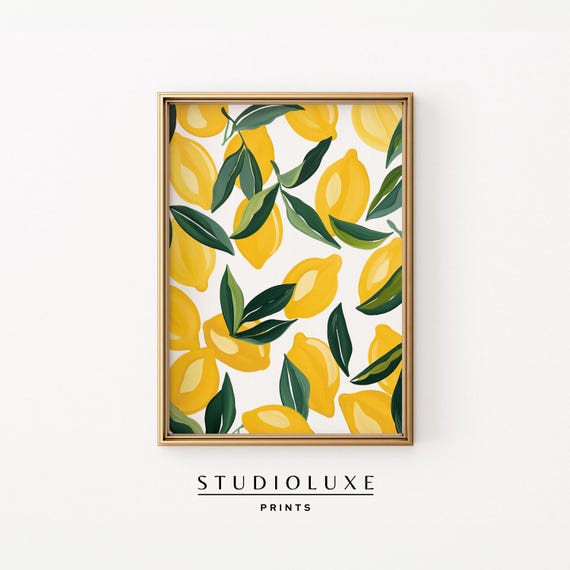 Lemon Fruit Art Kitchen Wall Quote Eclectic Poster Trendy Food Chefs Kiss Prints