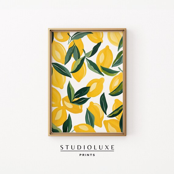 Sunny Lemon Pattern Fruit Art Cheerful Kitchen Eclectic Decor Poster