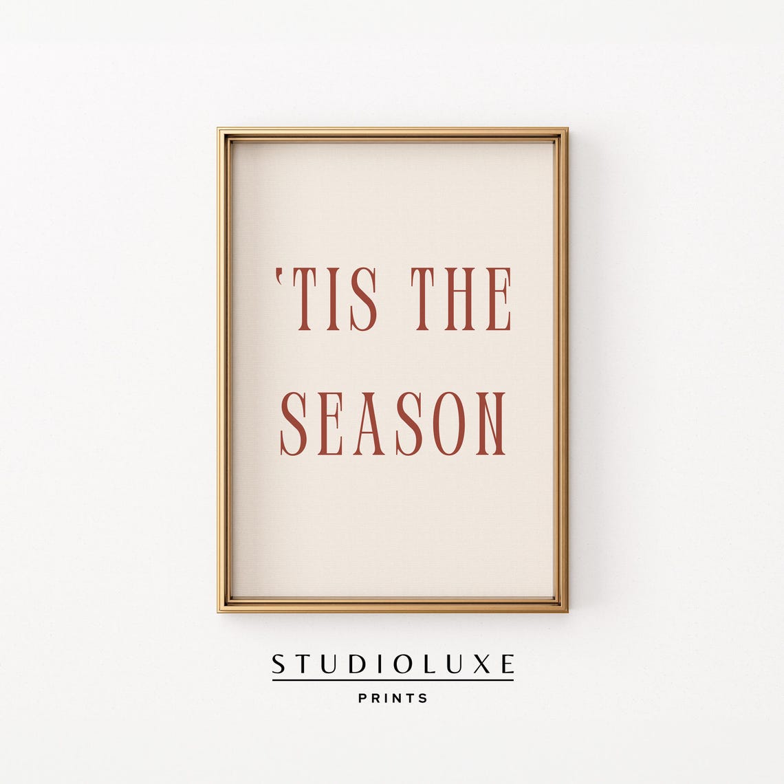 'Tis The Season Rust Red Typography Christmas Holiday Quote Wall Art