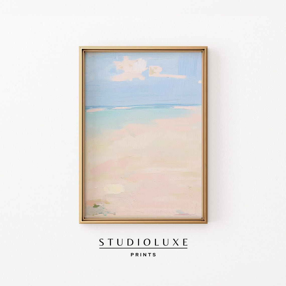 Pastel Pink Sand Seascape Minimalist Beach Trendy Apartment Wall Art