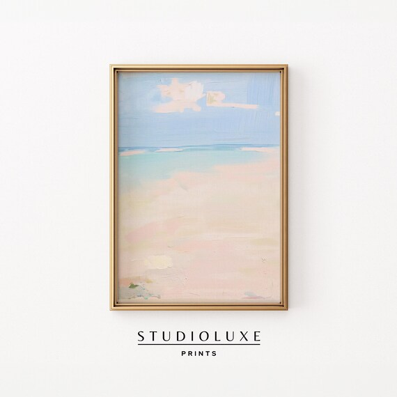 Pastel Pink Sand Seascape Minimalist Beach Trendy Apartment Wall Art