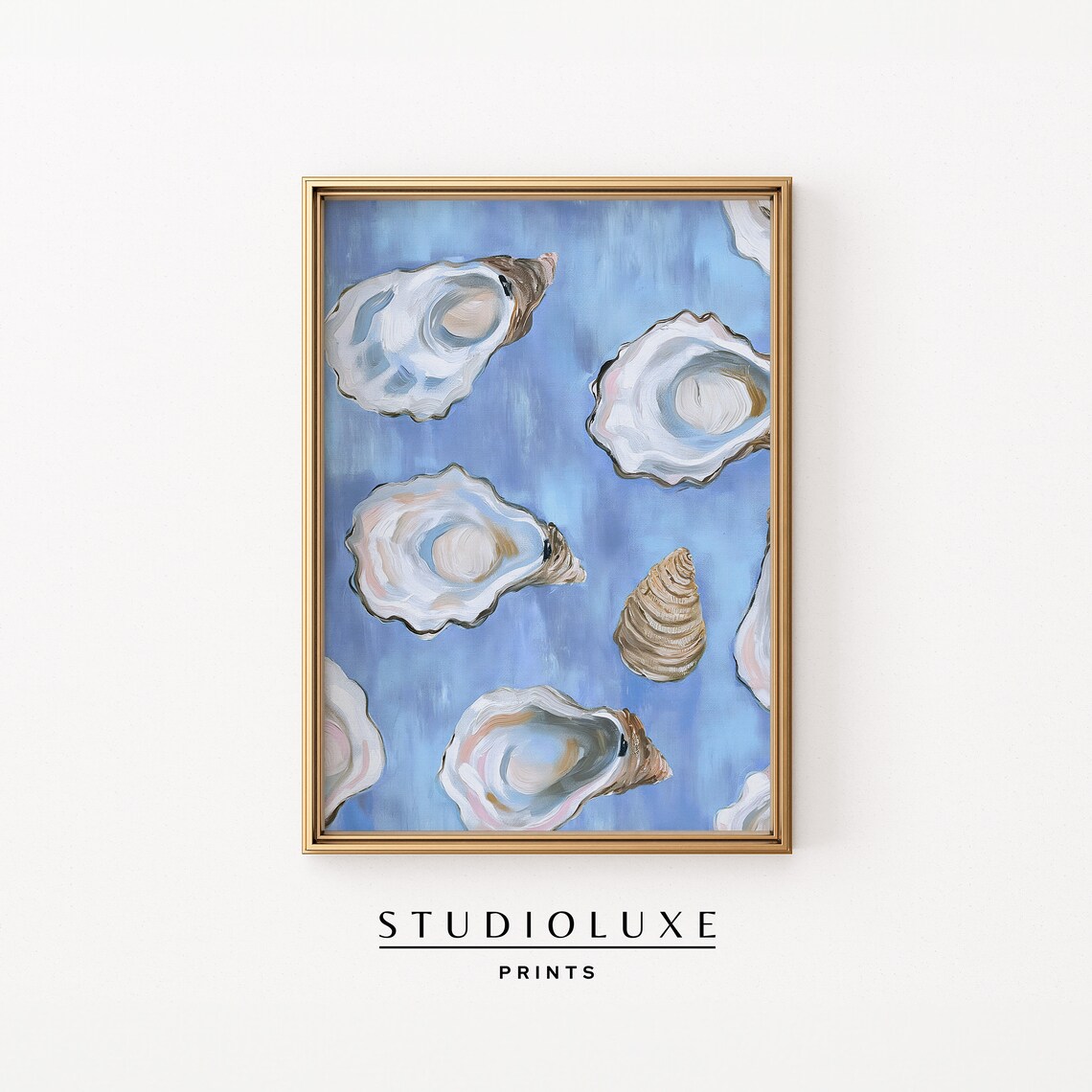 Oysters Vintage Painting, Coastal Kitchen Art Print