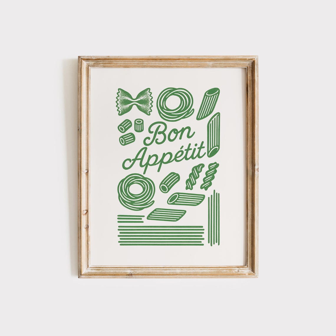 Bon Appetit Green Pasta Shapes Italian Kitchen Dining Wall Art