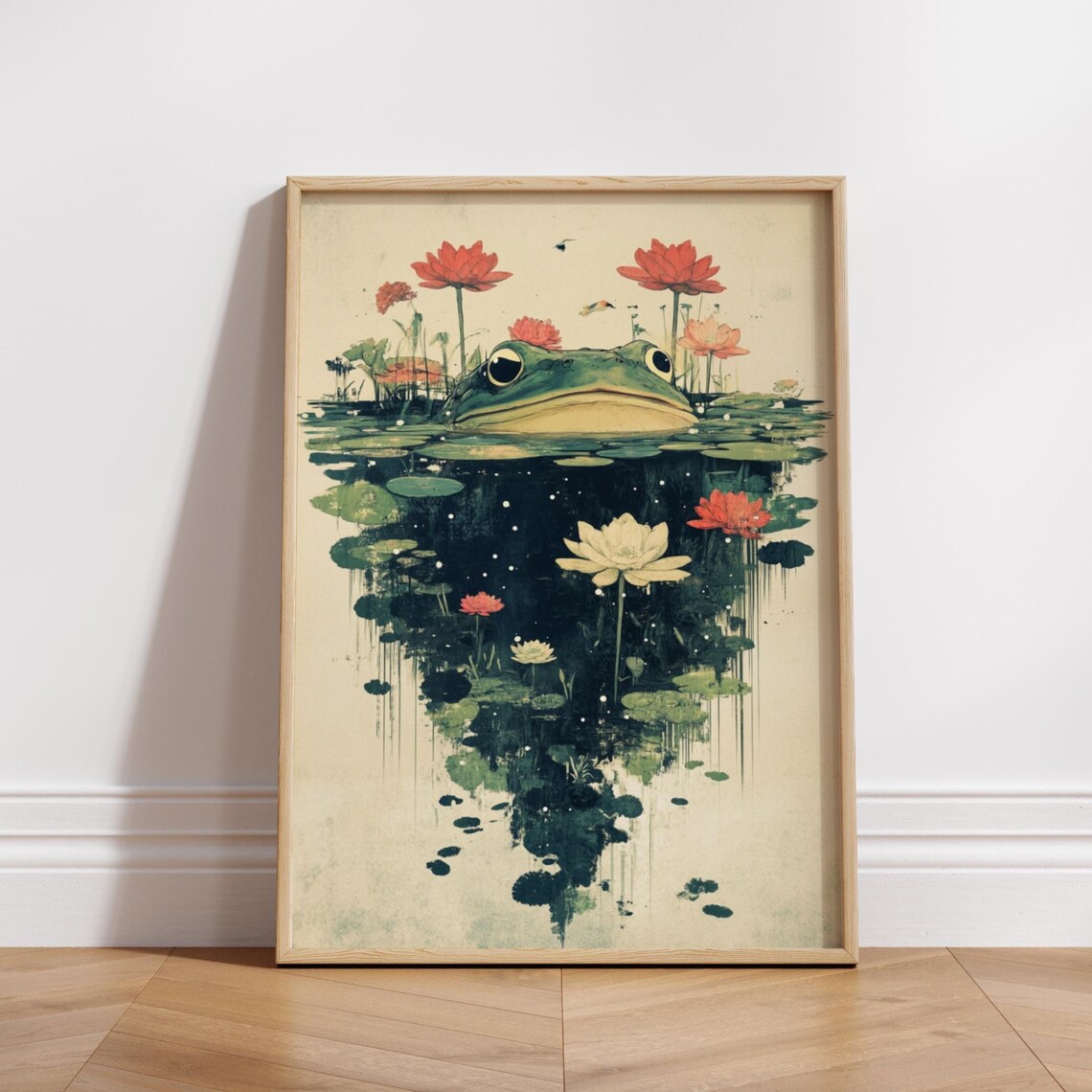 Whimsical Frog And Matte Poster Botanical Wall Art Nature Decor Gift For Lovers Home Or Office Cozy
