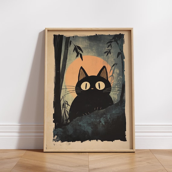 Whimsical Cat Wall Art Poster Matte Vertical Home Decor Cute Print Gifts For Lovers Animal