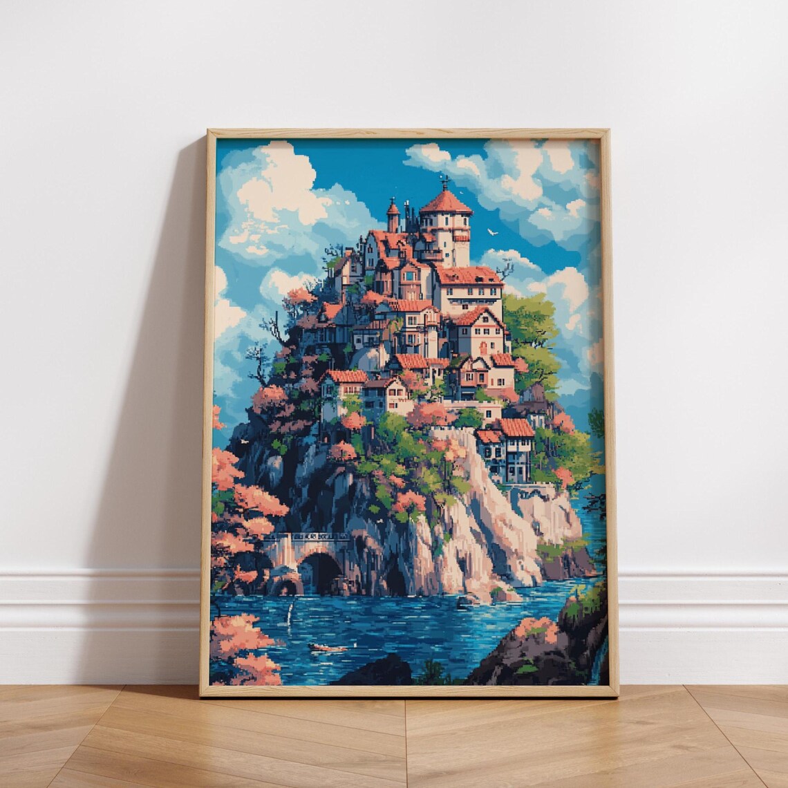 Scenic 8bit Matte Vertical Poster Dreamy Landscape Wall Art Home Decor Gift For Lovers Office Decoration Vibrant Colors