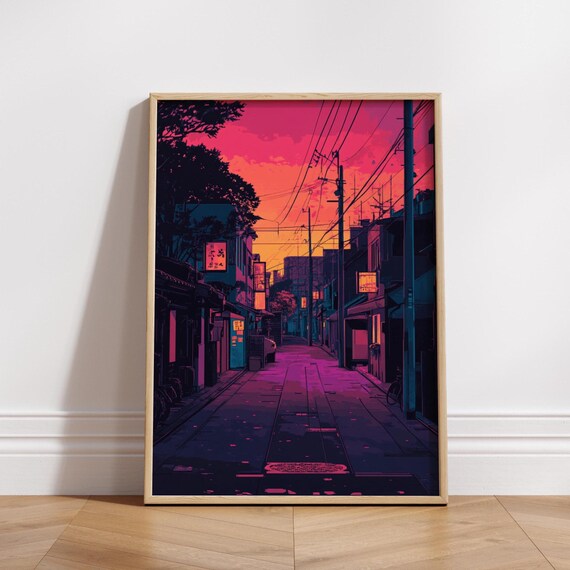 Vibrant Urban Matte Vertical Posters Retro City Wall Art Home Decor Gift Japanese