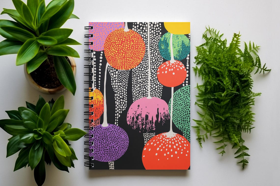 Vibrant Dotted Circle Notebook Cover Colorful Pop Art Poster