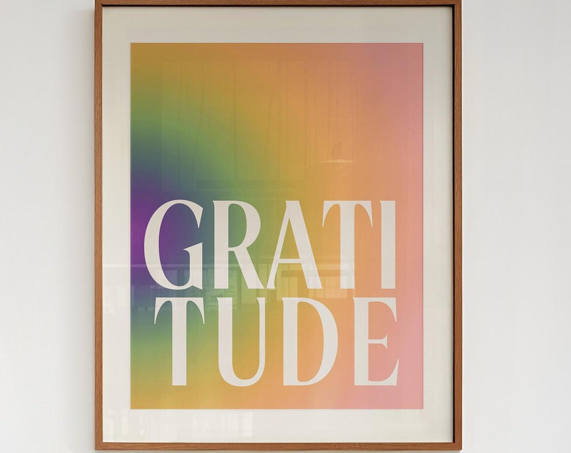 Gratitude in Bold Rainbow Gradient Typography Affirmation Poster - Image 3