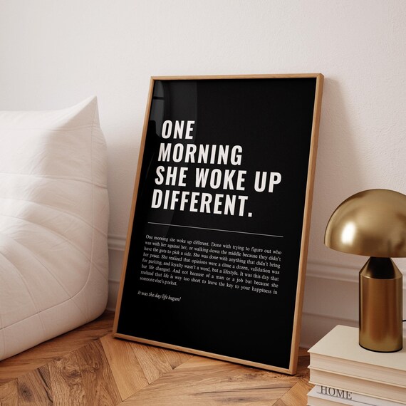 One Morning She Woke Up Different Bold Black Empowerment Poster