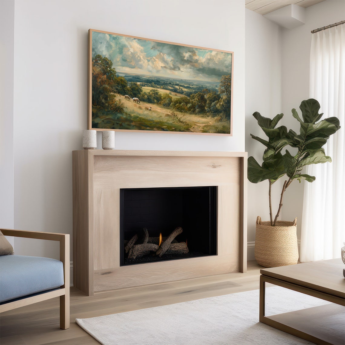 Frame Tv Art English Vista Summer Landscape Art Vintage Landscape Antique Oil Farmhouse Painting Tv0115 - Image 2