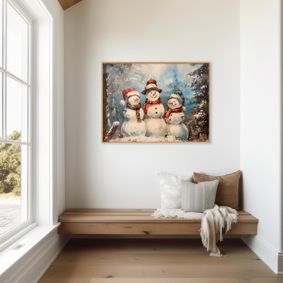 Festive Friends Snowman Vintage Painting Christmas Print Farmhouse Christmas Christmas Wall Art Vp0181 - Image 3