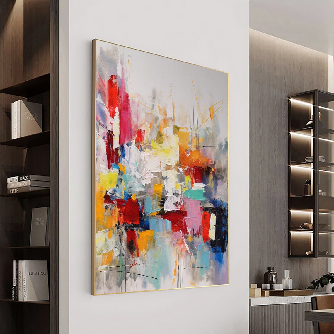 Large Colorful Abstract Painitng Colorful Texture Painting Modern Acrylic Painting Contemporary Wall Art Colorful Abstract Oil Painting - Image 3