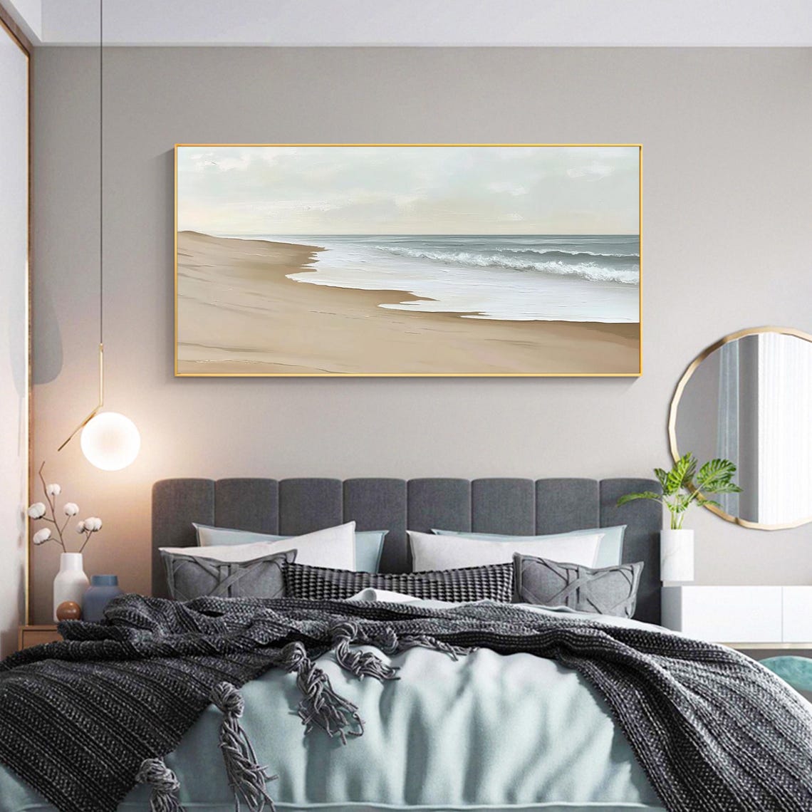 Calm Sandy Beach Shoreline With Gentle Waves Painting Poster - Image 3