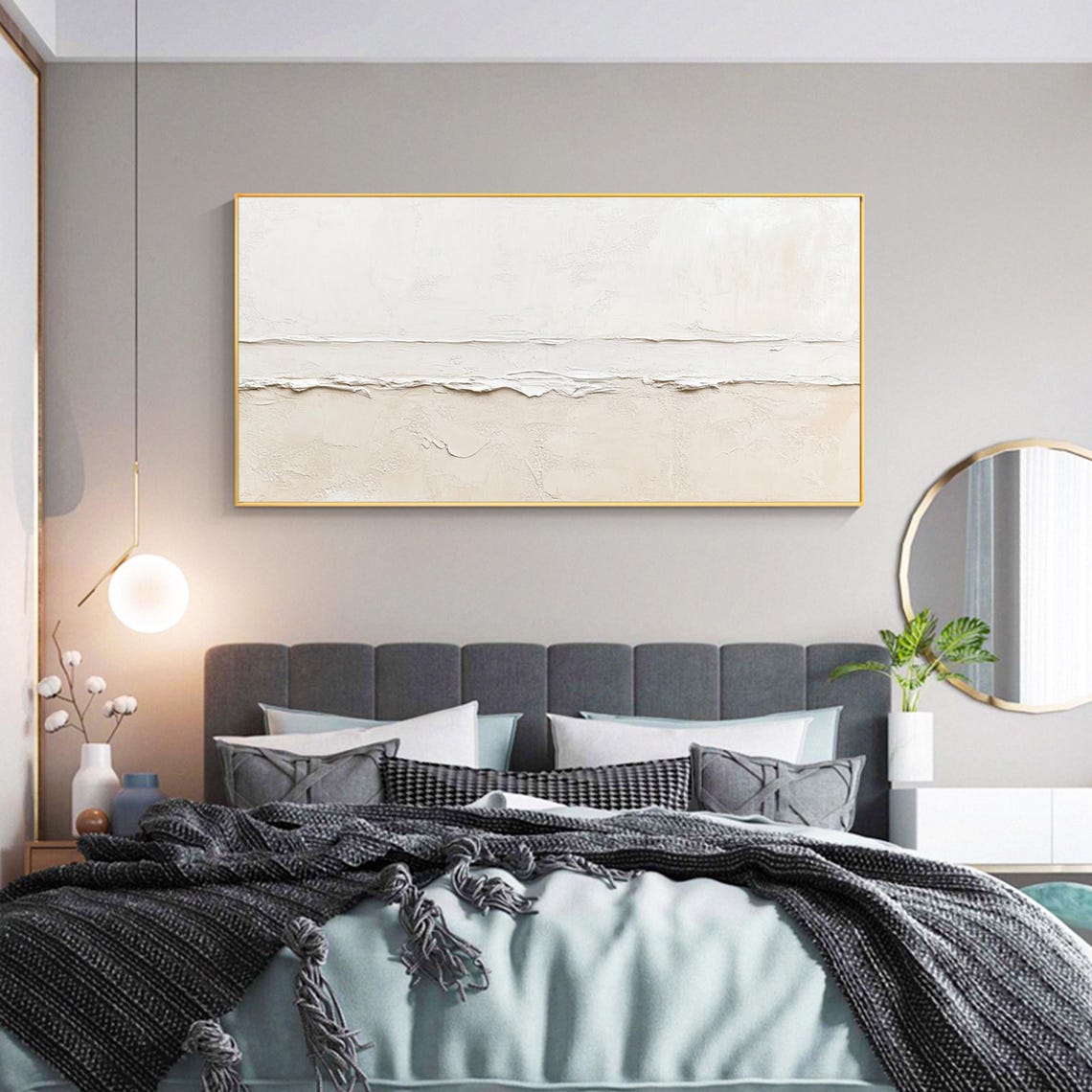 Cream Minimalist Textured Abstract Neutral Plaster Lines Poster - Image 3