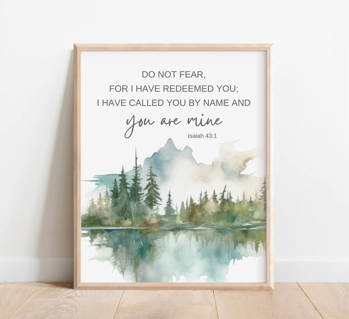 Isaiah 43:1 Bible Verse Art Print, Christian Gift