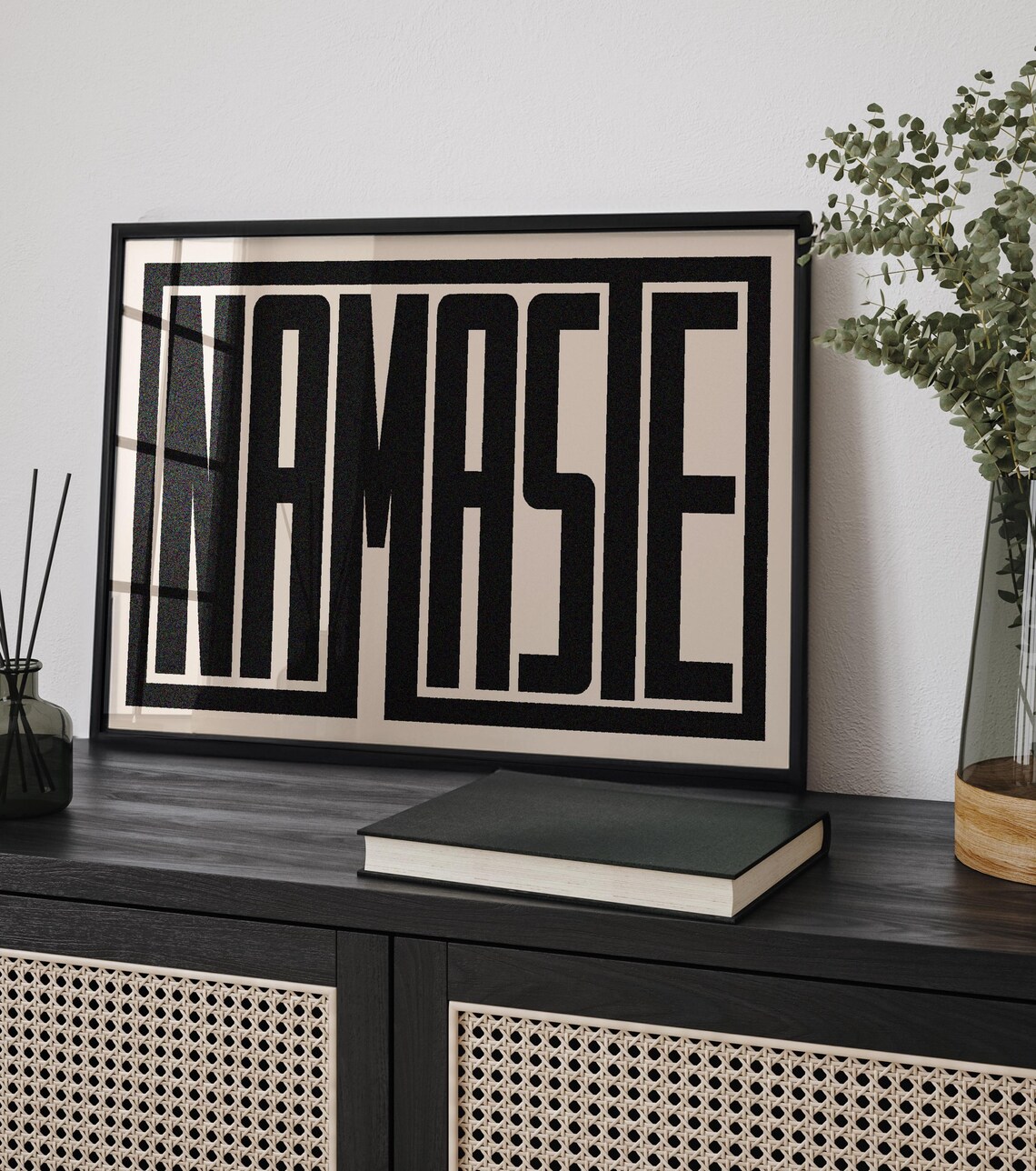 Namaste Bold Black Minimalist Yoga Studio Typography Art Poster - Image 2