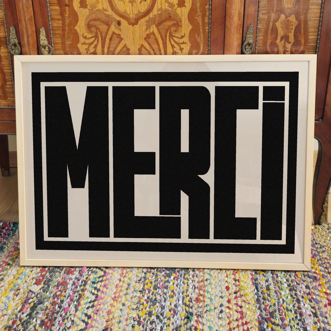 Merci Bold Black French Thank You Typography Statement Poster - Image 3