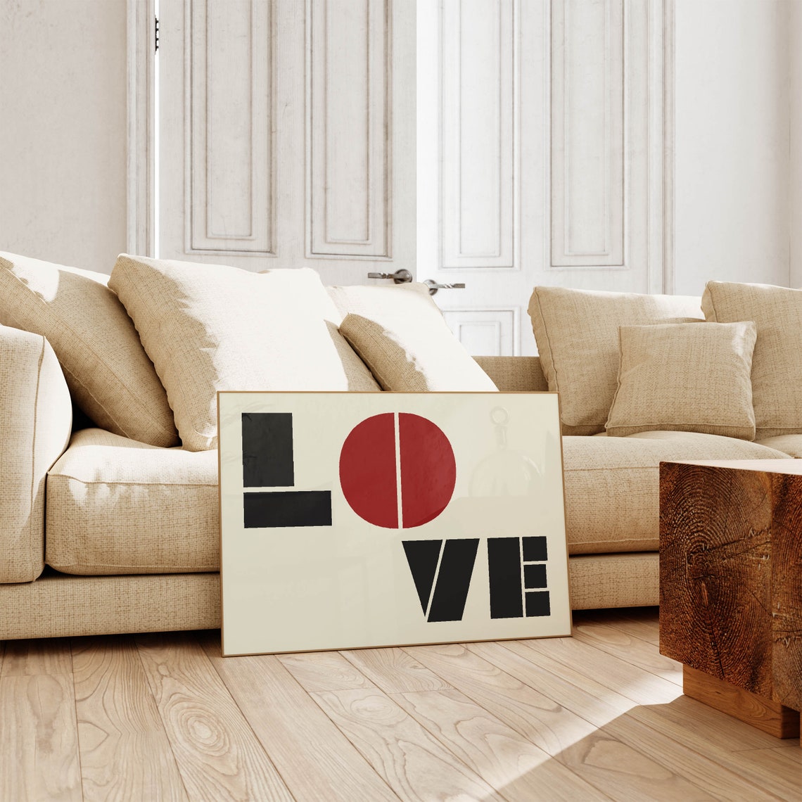 Geometric LOVE Red Circle O Modernist Bauhaus Typography Art Poster - Image 3