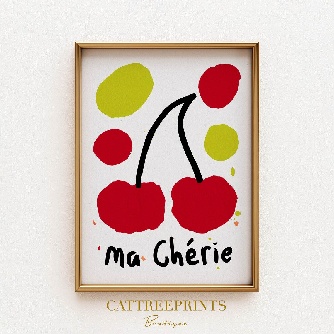 Ma Cherie Hand-Drawn Cherry Art in Bold French-Inspired Style Poster - Image 3