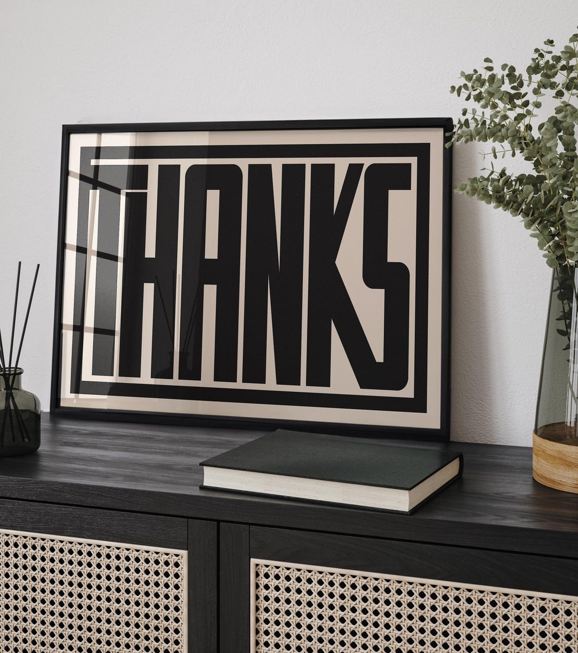Thanks Bold Black Minimalist Gratitude Typography Statement Poster - Image 2