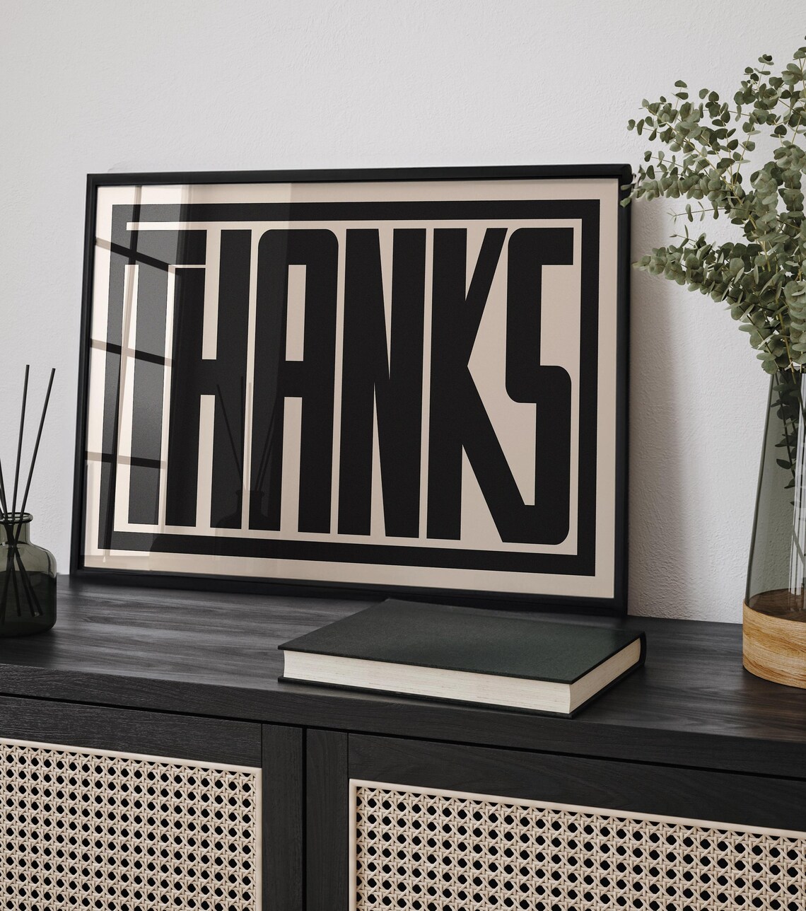 Thanks Typography Print Minimalist Modern Word Art Gratitude Wall Decor Gift For Customer - Image 2