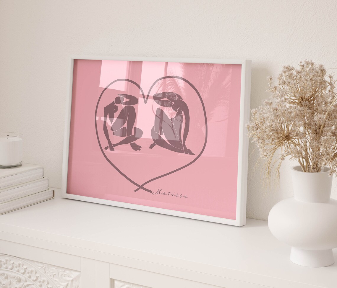 Henri Matisse Pink Heart Two Nudes Minimalist Romantic Print - Image 2