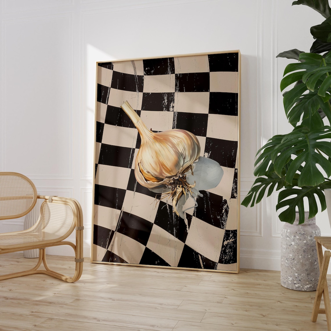 Retro Garlic Kitchen Art Print Food Poster Printed On Luxury Paper
