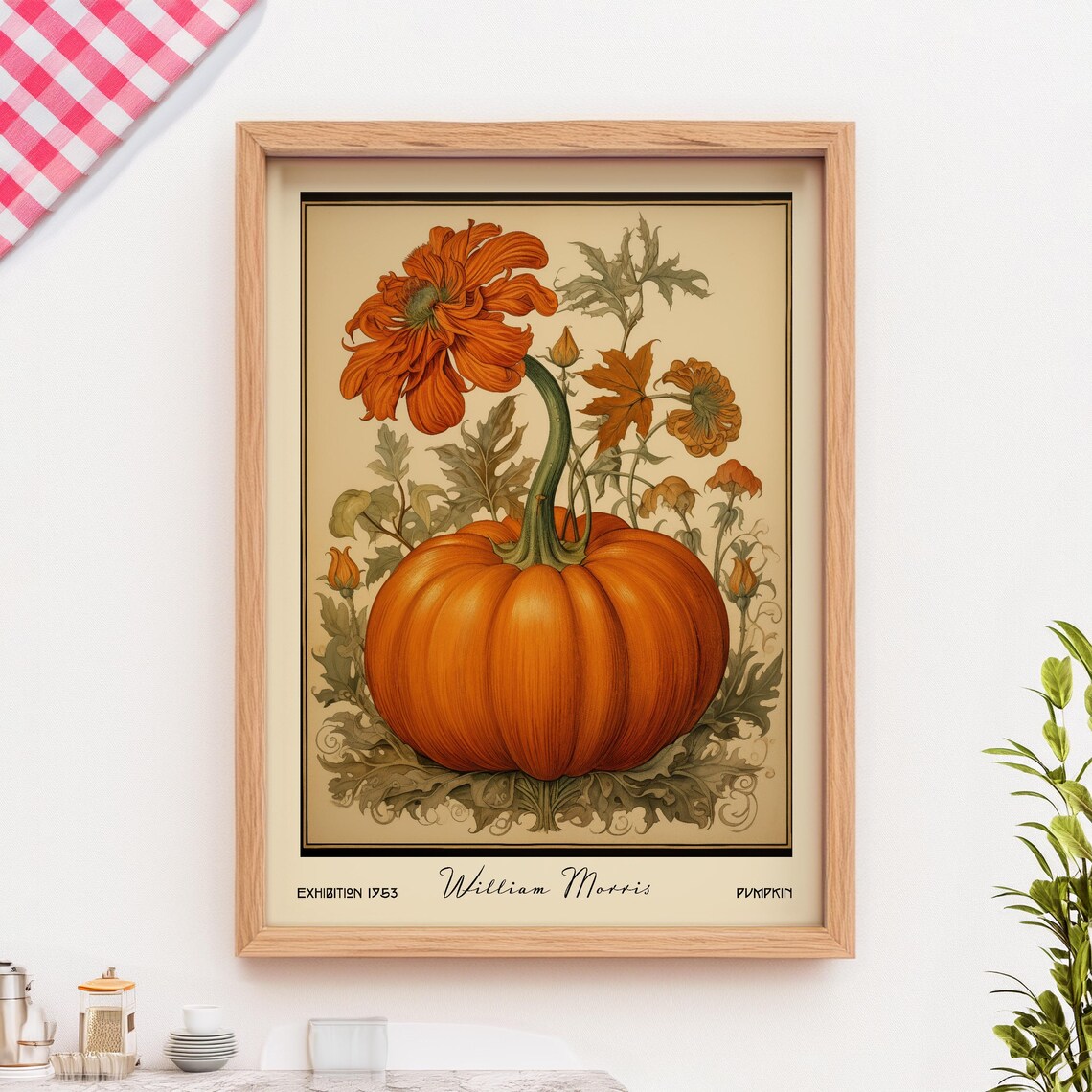 Retro Pumpkin Kitchen Print William Morris Botanical Wall Art Cooking Decor Printed On Luxury Paper