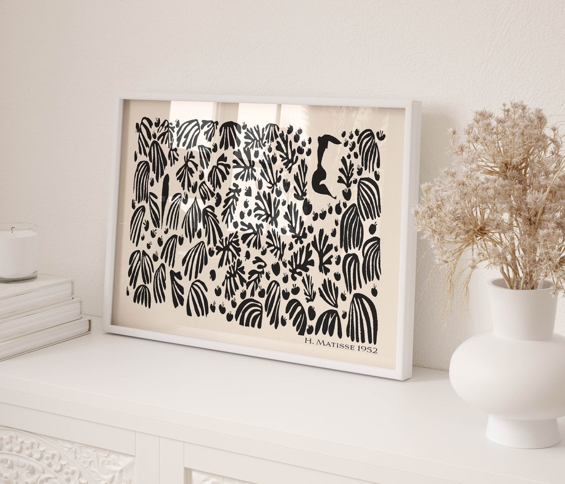Henri Matisse Black White Leaf Pattern 1952 Graphic Cutout Poster - Image 2