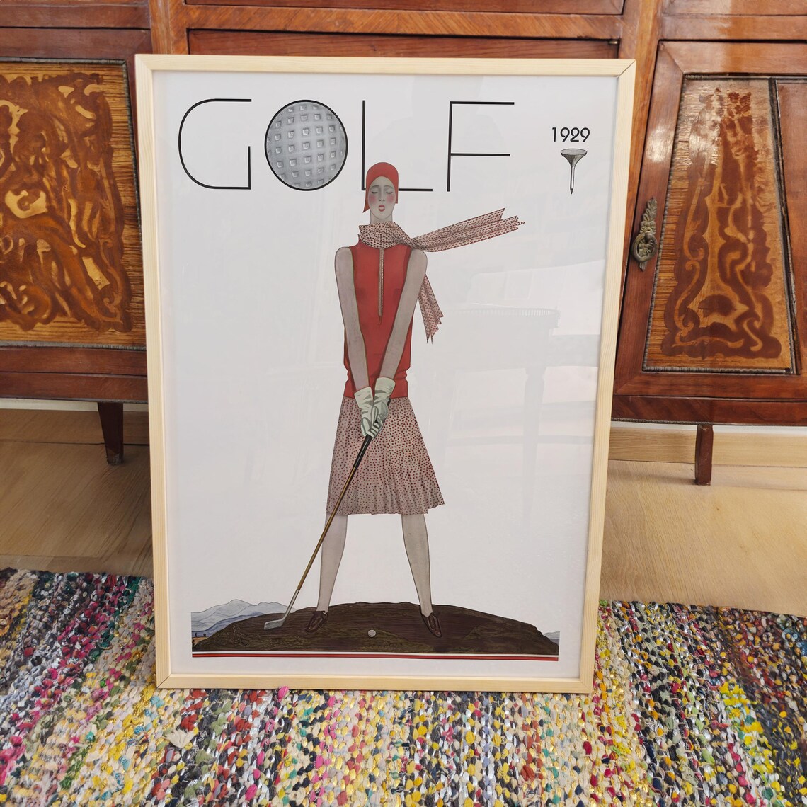 Art Deco 1929 Lady Golfer In Red Vintage Golf Fashion Sports Poster - Image 3