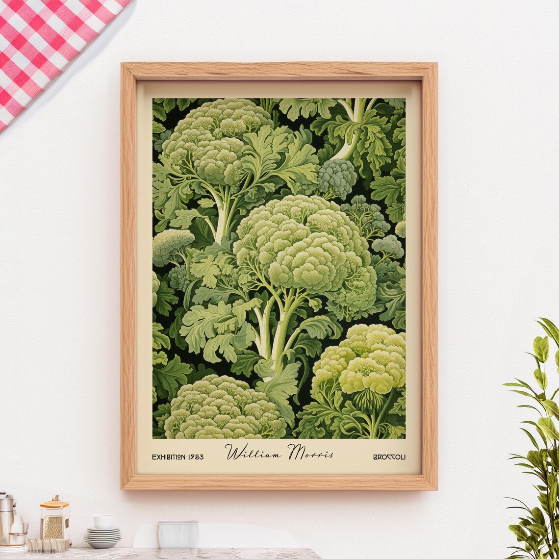 Broccoli Kitchen Art Print, William Morris Botanical - Image 3