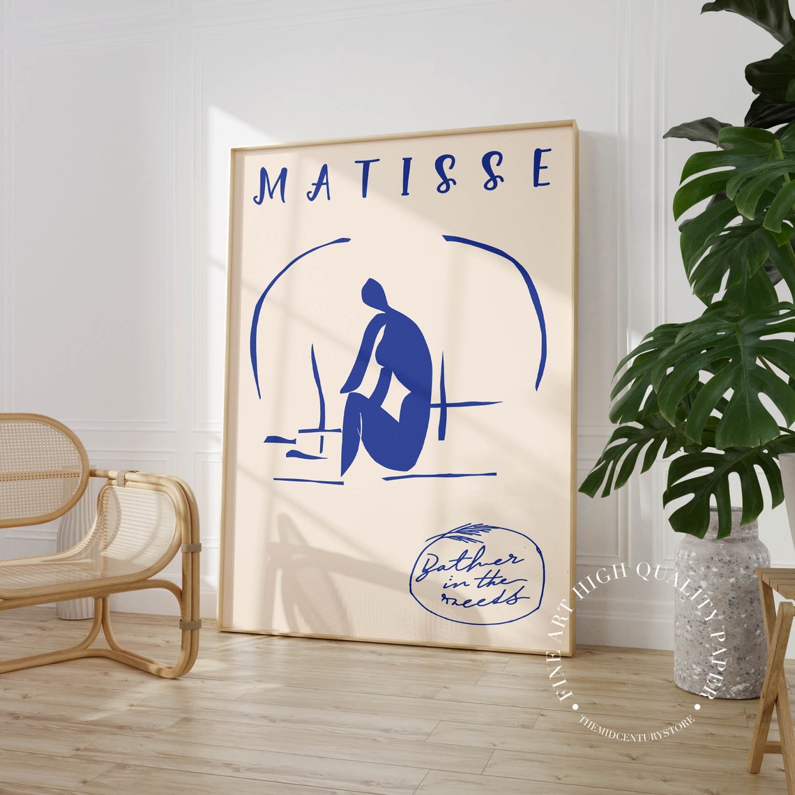Henri Matisse Bather in the Reeds Blue Minimalist Line Figure Poster
