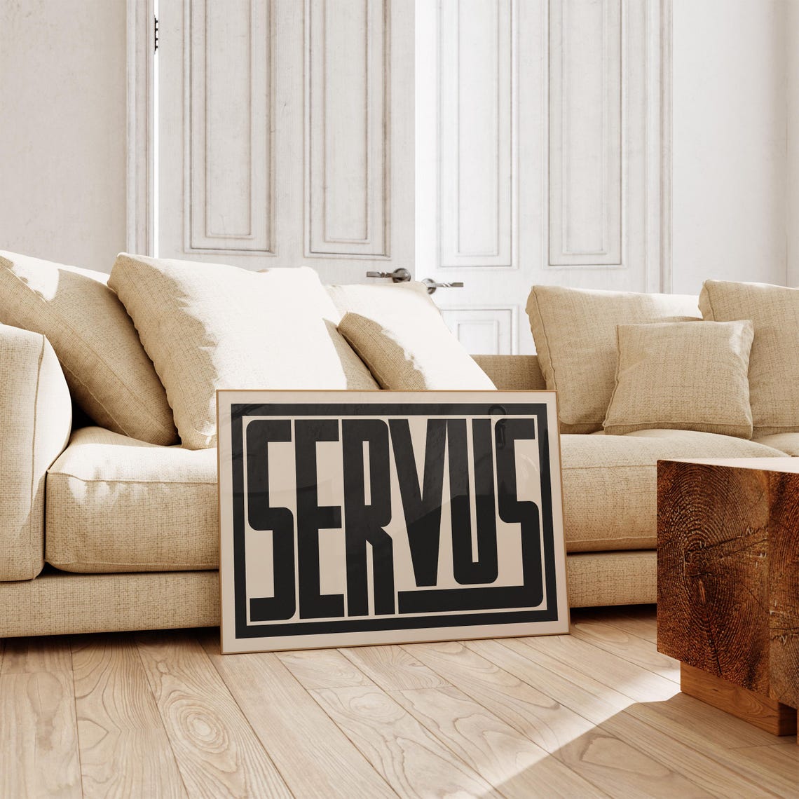 Servus Bavarian Greeting in Bold Black Block Typography Print - Image 3