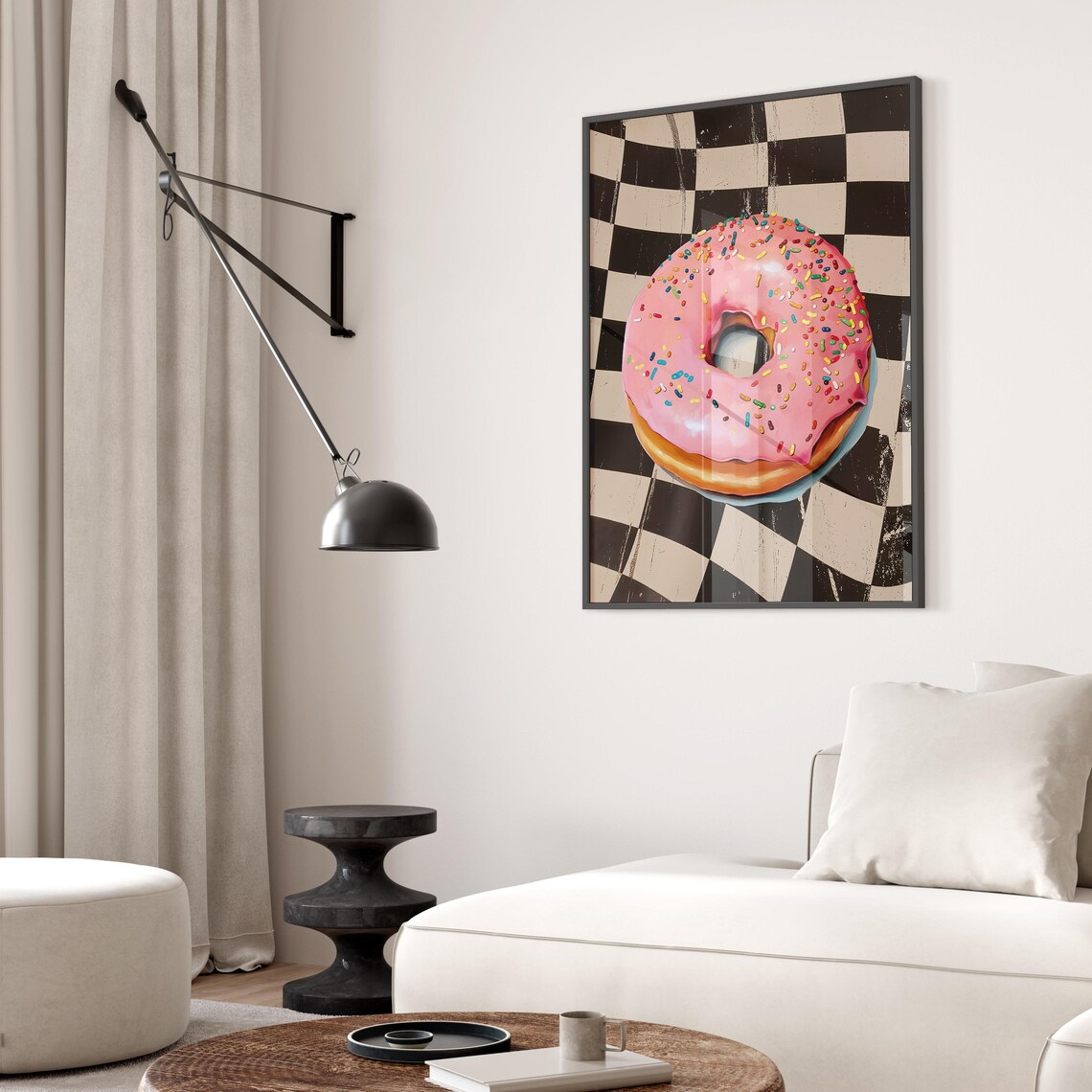Pink Donut Retro Kitchen Decor Art Print - Image 2
