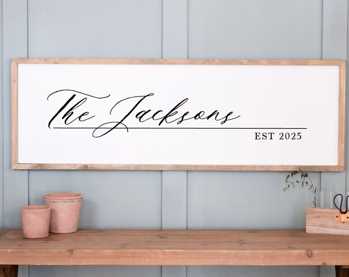 The Jacksons EST 2025 Script Family Name Farmhouse Wall Poster
