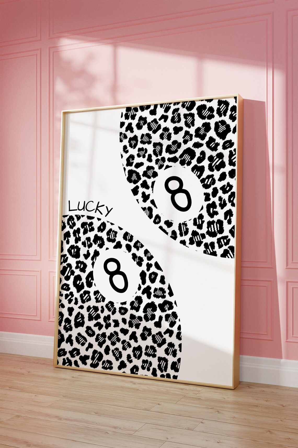 Lucky 8 Ball Leopard Motif Yin Yang Style Lucky Quote Art Poster - Image 4