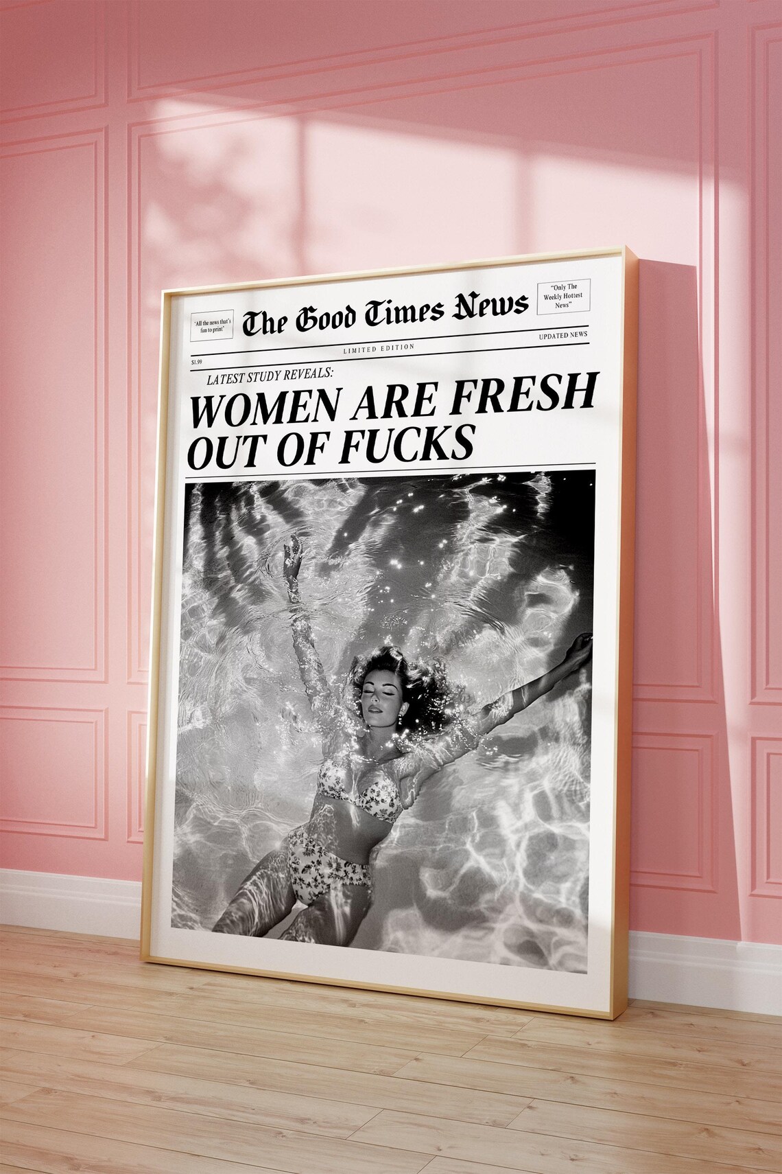 Black And White Good Times News Retro Wall Print