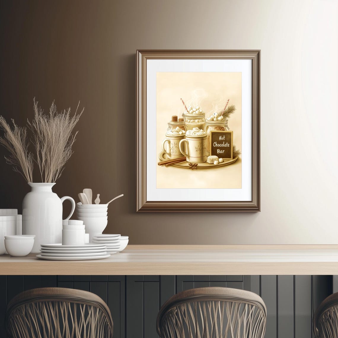 Hot Chocolate Bar Sign Cozy Winter Kitchen Vintage Artwork Poster - Image 2