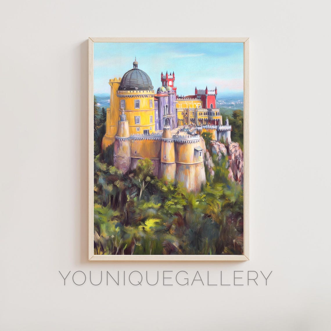 Palace Of Pena Portugal Oil Painting Landmark Landscape Wall Art Print Poster Scenic Travel Decor For Home