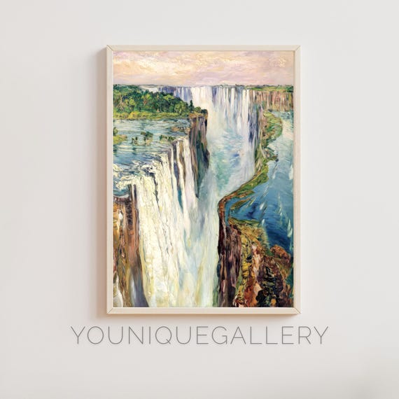 Victoria Falls Zambia Oil Painting Wall Art African Landscape Prints Waterfall Poster Nature Decor For Home