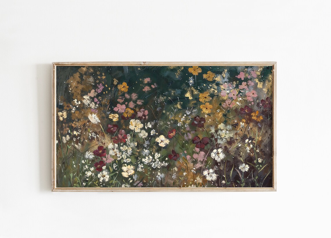 Spring Wildflowers, Moody Vintage Floral Art Print - Image 2