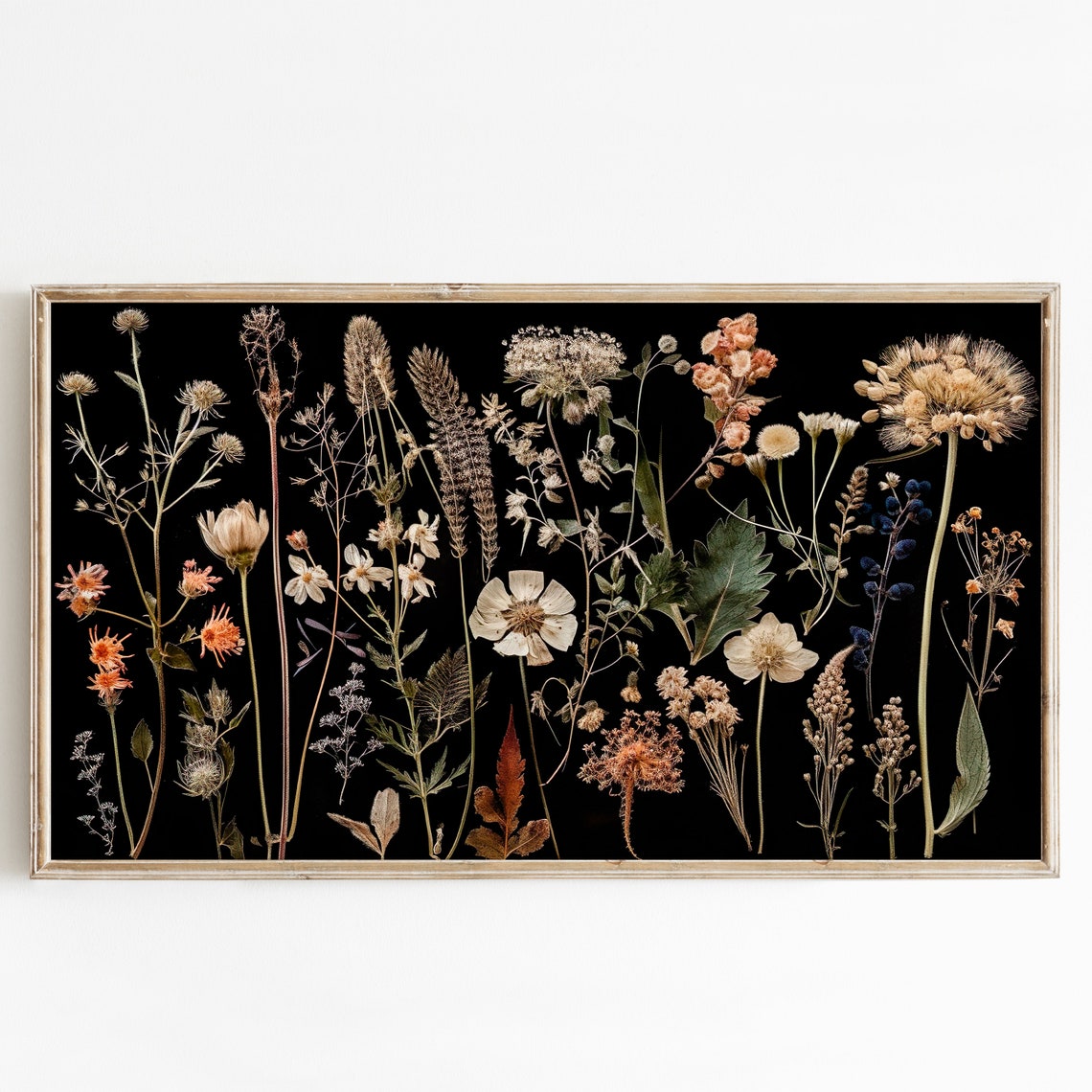 Pressed Wildflowers on Black Vintage Botanical Herbarium Poster - Image 2