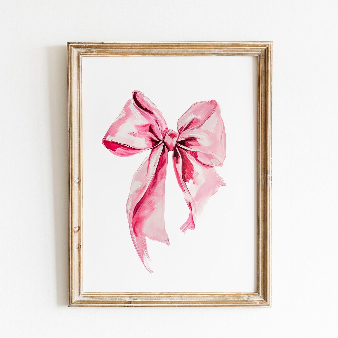 Pink Bow Watercolor Painting Balletcore Aesthetic Girls Room Poster - Image 4