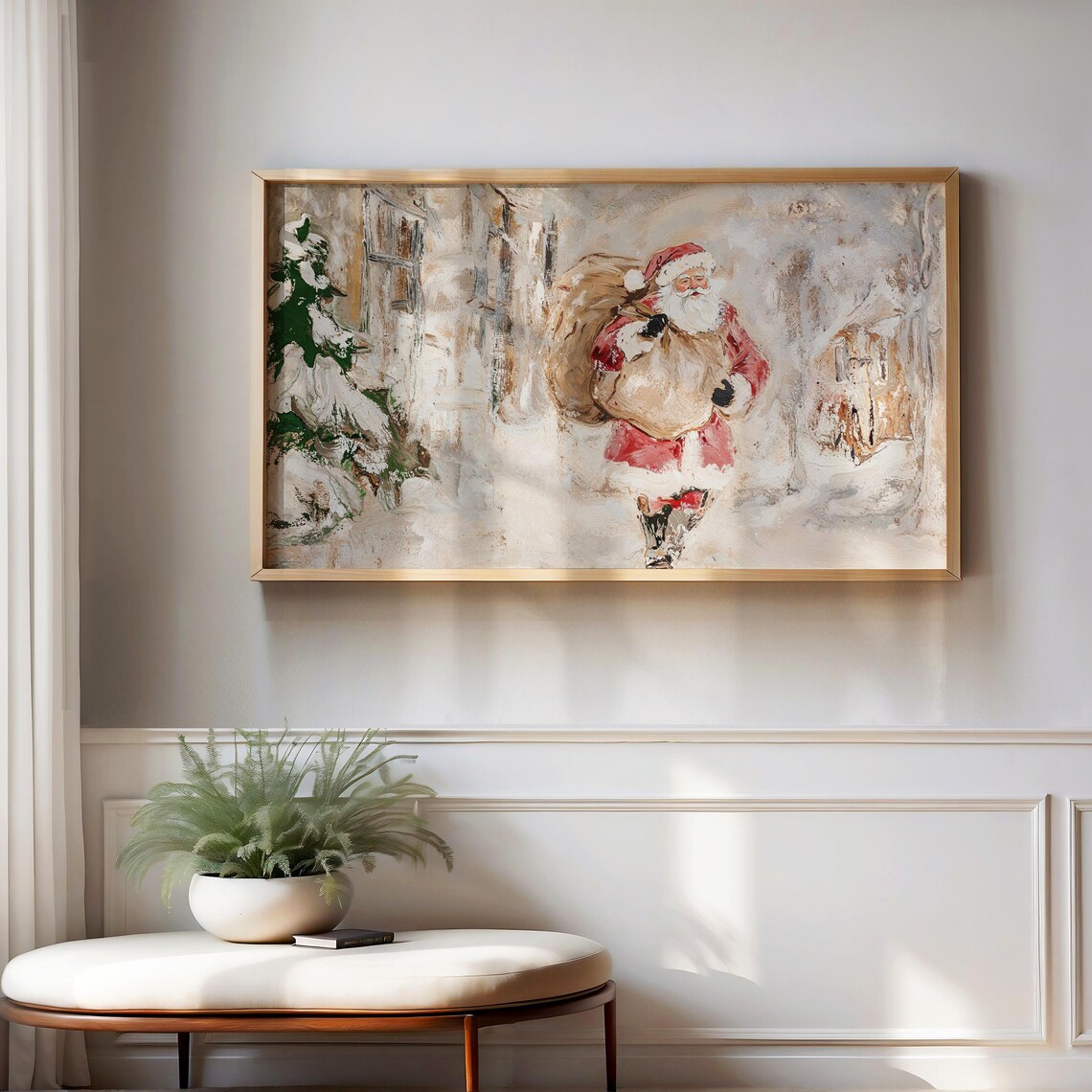 Santa Christmas Painting, Holiday Wall Art Print - Image 3