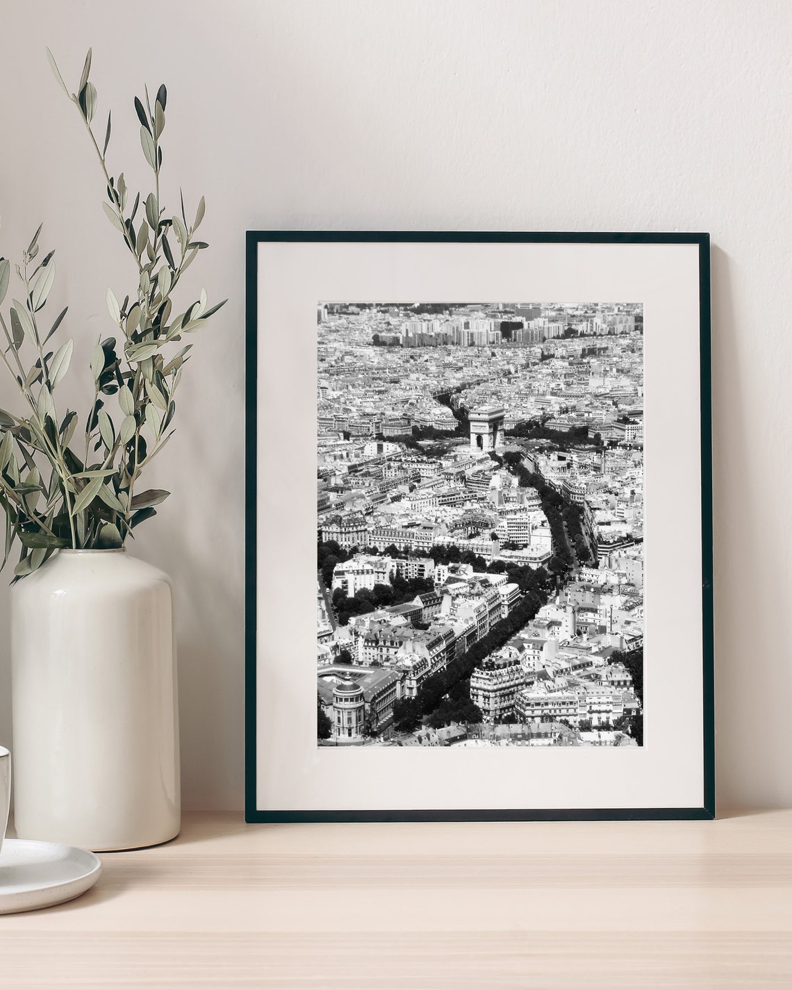 Paris Aerial Arc De Triomphe Black And White Skyline Photo Print - Image 3