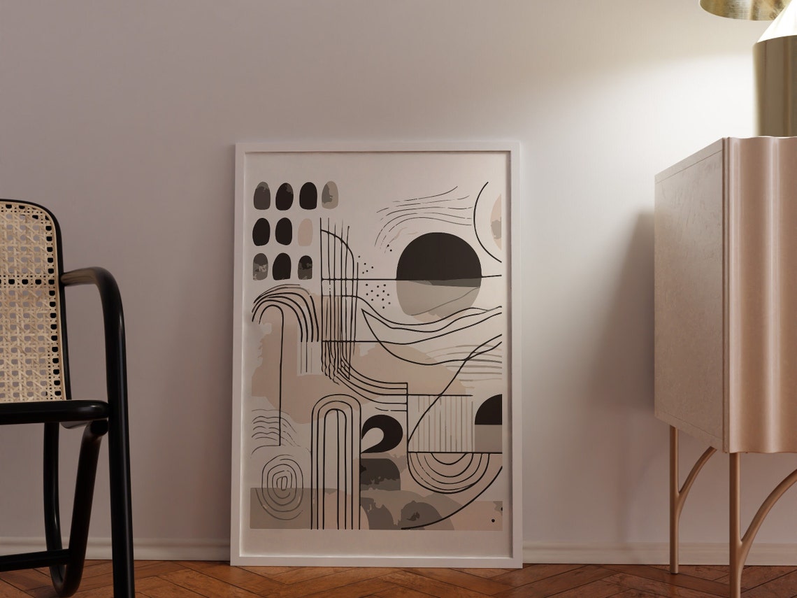 Abstract Geometric Neutral Beige Sun Arches Scandinavian Poster