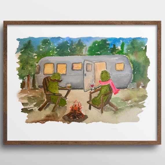 Whimsical Pickles Camping With An Airstream Trailer Art Print