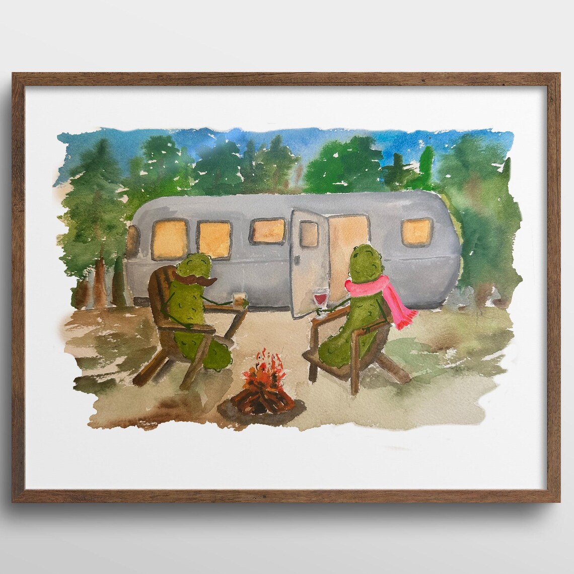Whimsical Pickles Camping With An Airstream Trailer Art Print