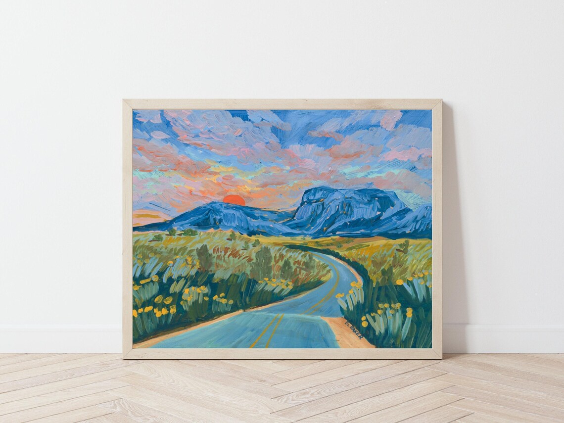 Big Bend Sunset Vintage West Texas Landscape Poster
